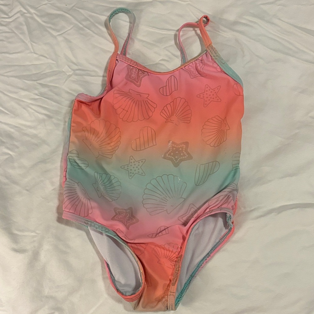 btween Coral and Aqua Shell Print One Piece